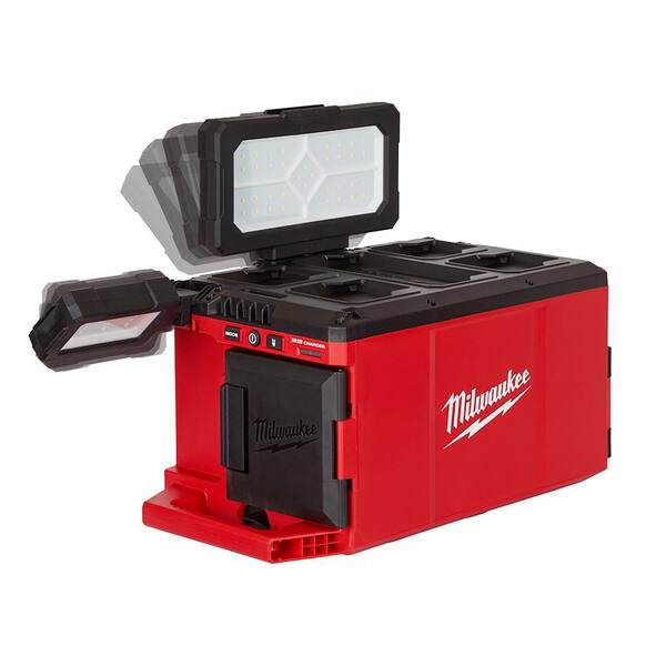Milwaukee - M18 18-Volt Lithium-Ion Cordless PACKOUT 3000 Lumens LED Light with Built-In Charger w/15.75 in. PACKOUT Cooler Bag