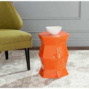 Modern Hexagon Orange Ceramic Garden Stool