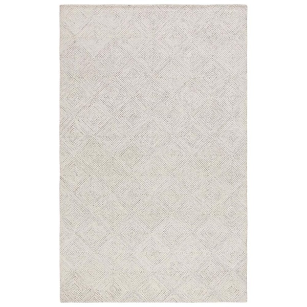 Abstract 10 ft. x 14 ft. Gray/Ivory Diamond Chevron Area Rug