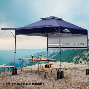 17 ft. x 10 ft. Blue Pop Up Gazebo Canopy Tent Outdoor Instant Shelter with Adjustable Dual Half Awnings