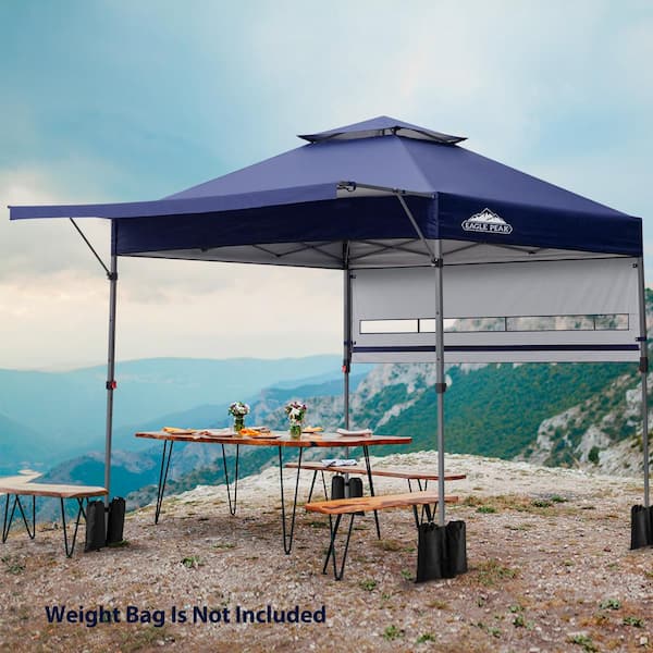 EAGLE PEAK 17 ft. x 10 ft. Blue Pop Up Gazebo Canopy Tent Outdoor Instant Shelter with Adjustable Dual Half Awnings