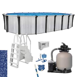 Atwood 18 ft. x 33 ft. Oval x 52 in. Hard Side Pool Package  with Step and Ladder