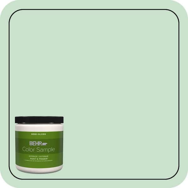 BEHR PREMIUM PLUS 8 oz. #M410-2 Wishful Green Semi-Gloss Interior/Exterior Paint & Primer Color Sample