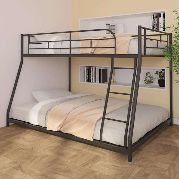 GOSALMON Black Twin over Full Metal Bunk Bed W42736492NYY - The Home Depot