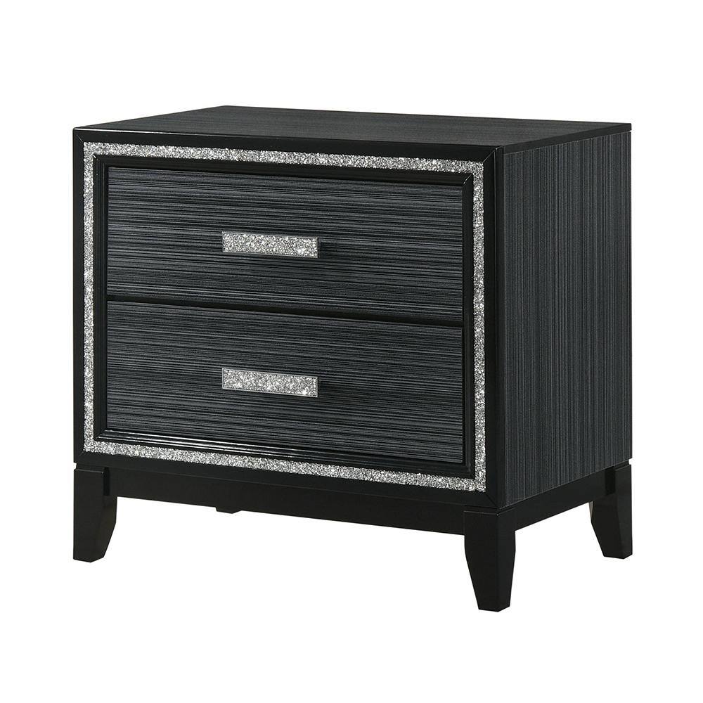 Haiden 31'' Weathered Black Nightstand with Silver Accents
