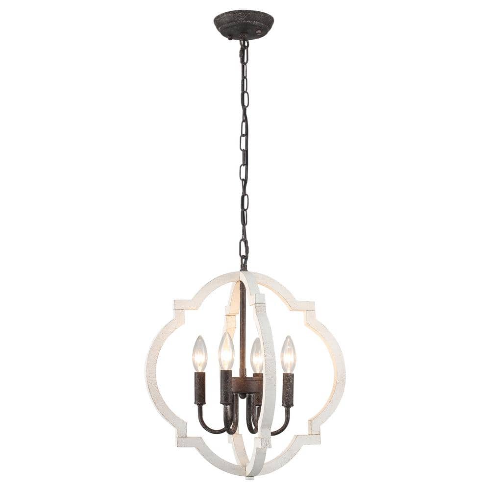 4-Light Antique Black Modern Chandelier Adjustable Hanging Pendant for Kitc