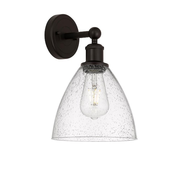 Innovations Bristol Glass 1-Light Oil Rubbed Bronze, Seedy Wall Sconce with Clear Glass Shade