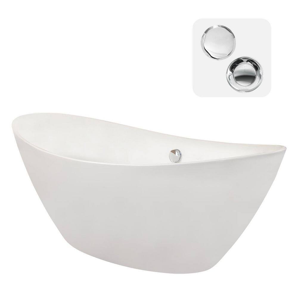 Allegra 71'' White Acrylic Freestanding Soaking Bathtub
