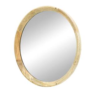 19.8 in. W x 19.8 in. H Round Wood Framed Wall Bathroom Vanity Mirror in Natural