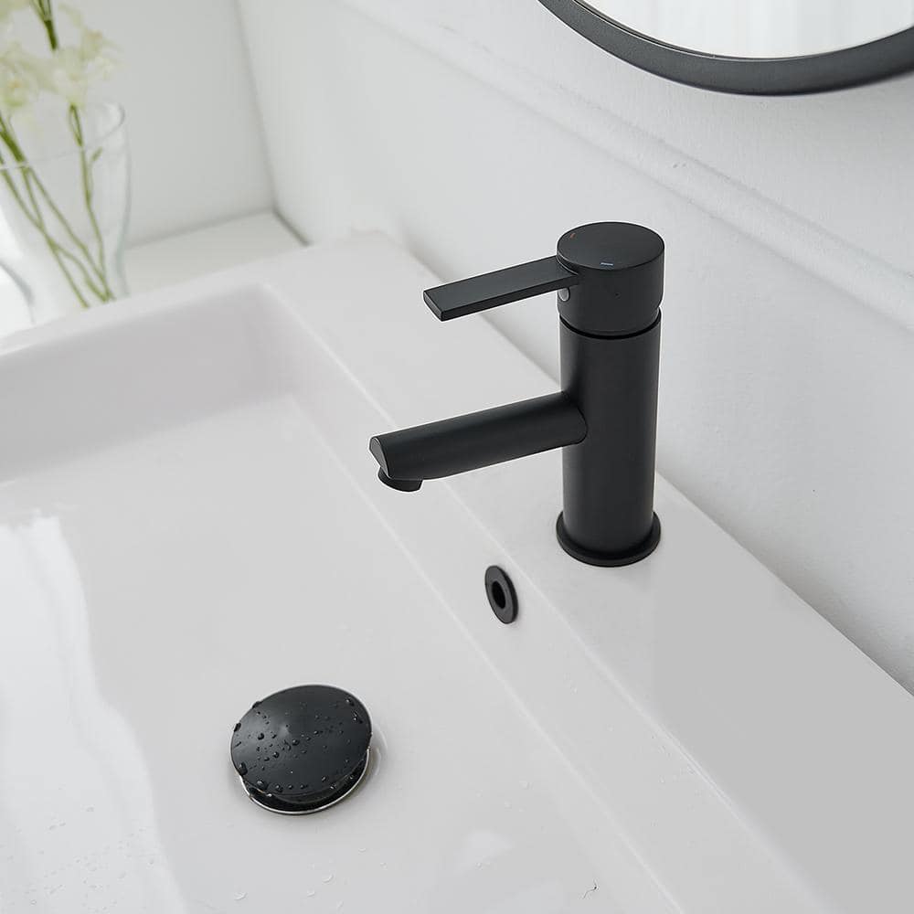 Matte Black Stainless Steel Single-Handle Bathroom Faucet