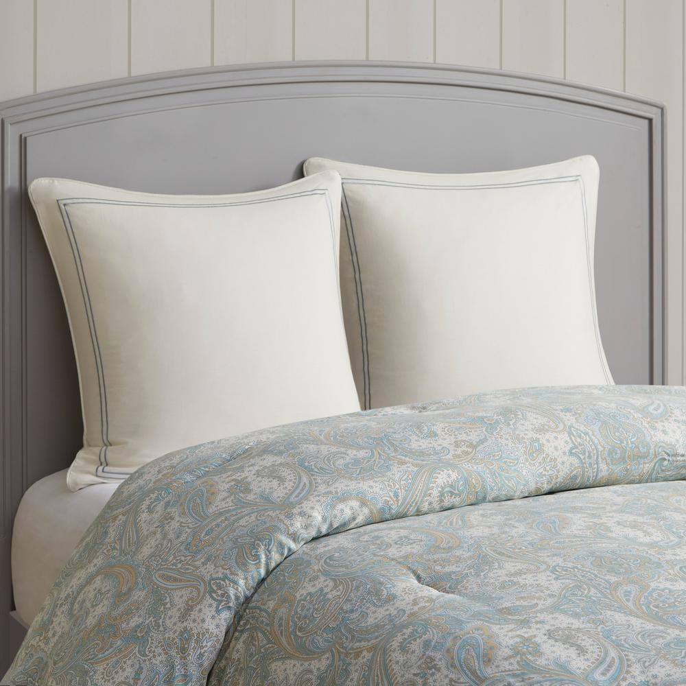 Ivory Cotton Satin Embroidered Euro Sham