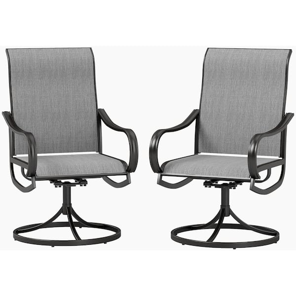 Unbranded Patio Swivel Dining Chairs with Textilene Mesh Fabric & Black Metal Frame for Outdoor Kitchen Lawn Garden (Set of 2)
