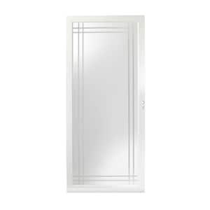 36 in. x 80 in. 3000 Series White Right-Hand Full view Etched Glass Easy Install Aluminum Storm Door