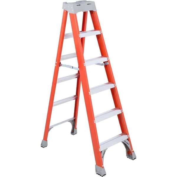 6 ft. Fiberglass Leaning Step Ladder (12 ft. Reach) 300 lbs. Load Capacity Type IA Non-Conductive and Heavy Duty Orange