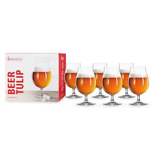 15.5 oz. Beer Tulip Glasses European-Made Lead-Free Crystal, Modern Beer Glasses, Dishwasher Safe, Gift Set (Set of 6)