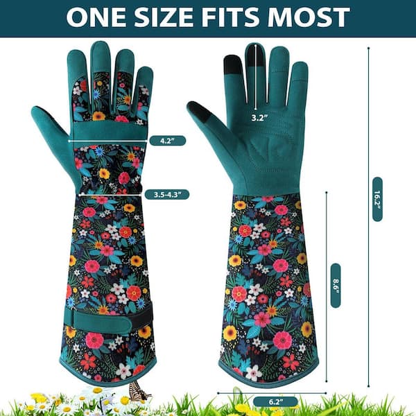 Misopily Womens Garden Gloves Long Sleeve Thorn-Proof Microfiber Canvas Protective Work Gloves Touchscreen Forearm Cuff