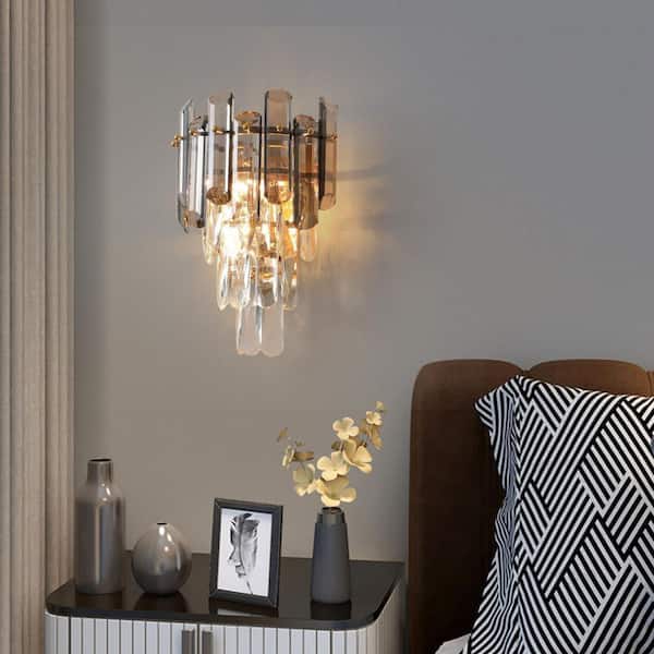 OUKANING 2-Light Gold Modern Decorative Wall Sconce Bedside Light