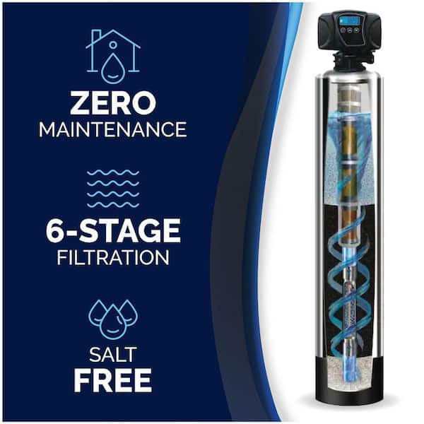 Platinum Series 6-Stage Municipal Water Filtration and Salt-Free Conditioning System up to 4 Bathrooms in Stainless
