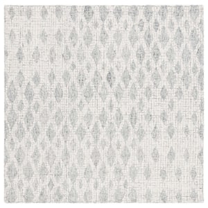 Abstract Gray/Ivory 6 ft. x 6 ft. Geometric Diamond Square Area Rug