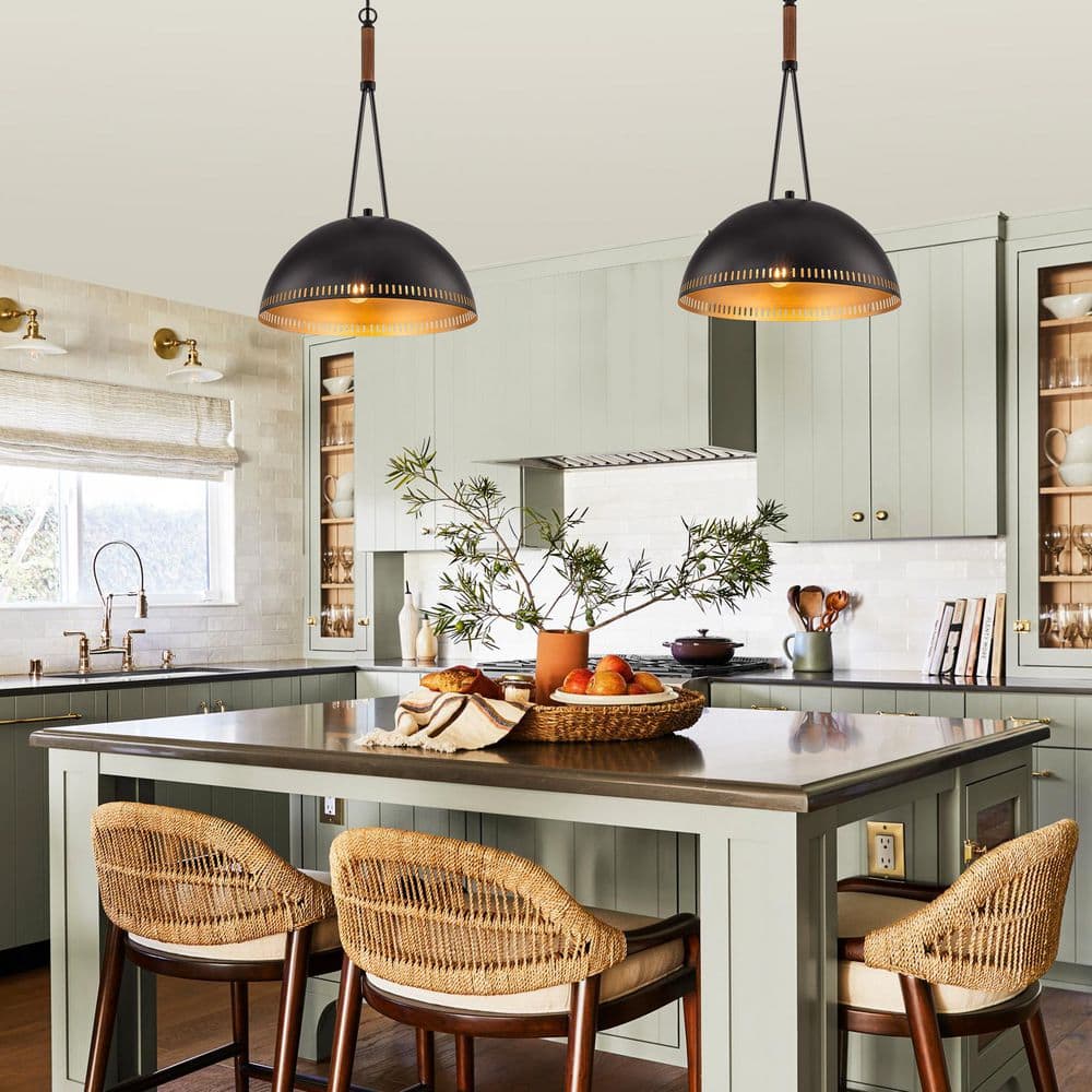 15.75 in. 3-Light Vintage Industrial Metal Black Dome Pendant Light Chandelier with Iron Shade for Kitchen, Dining price history on PriceWatchPro
