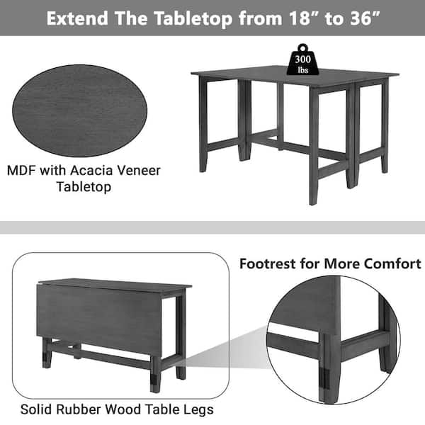 Farmhouse Gray Wood 47 in. Extendable 4-Legs Dining Table Farmhouse Gray Wood 47 in. Extendable 4-Legs Dining Table