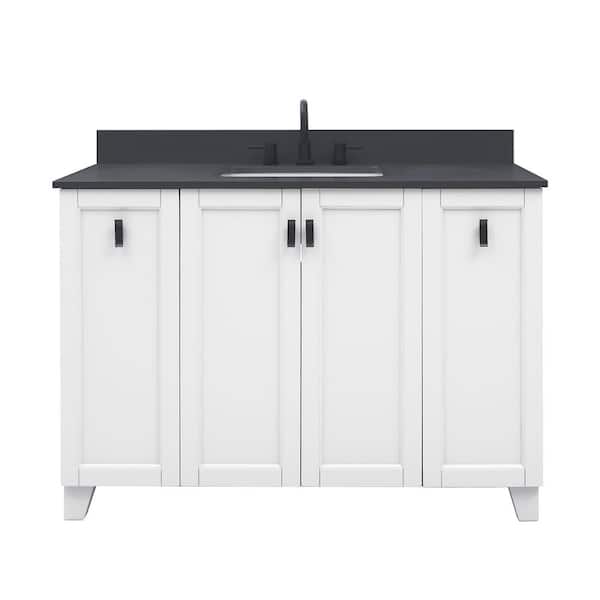 Home Decorators Collection Jackson 49 in. Single Sink White Bath Vanity with Gray Quartz Top (Assembled)