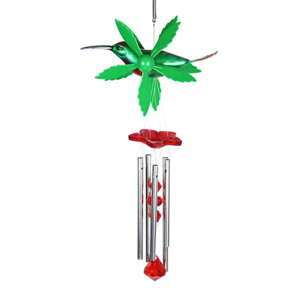 7 in. WindyWing Whirligig Hummingbird Ruby Red Throat with Green Wings Plastic Wind Chimes