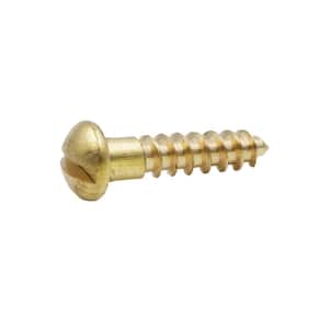 #6 x 5/8 in. Slotted Round Head Brass Wood Screw (6-Pack)