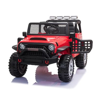 2.4G Remote Control Kids Ride On Jeep Car 12-Volt Electric Toy Truck Vehicle with Music/MP3 Player/Bluetooth, Red