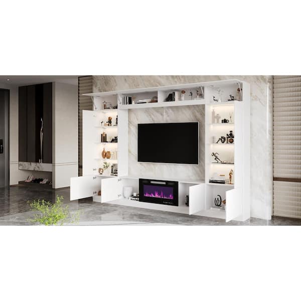 FUFU&GAGA 114.2 in. W Freestanding Electric Fireplace TV Stand