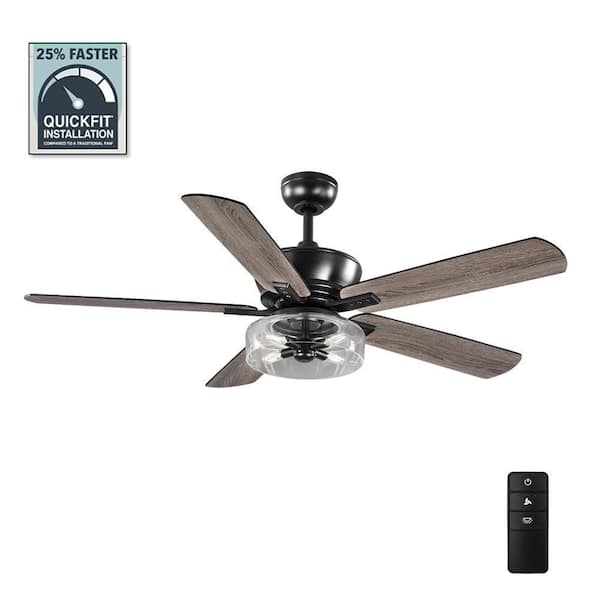 Home Decorators Collection Aberwell 56 in. LED Matte Black Indoor/Outdoor Ceiling Fan with Light Kit and Remote Control