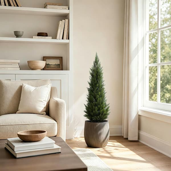 Vitalismo 2 Sets Green Plants 4 ft. Artificial Topiary Cedar Tree