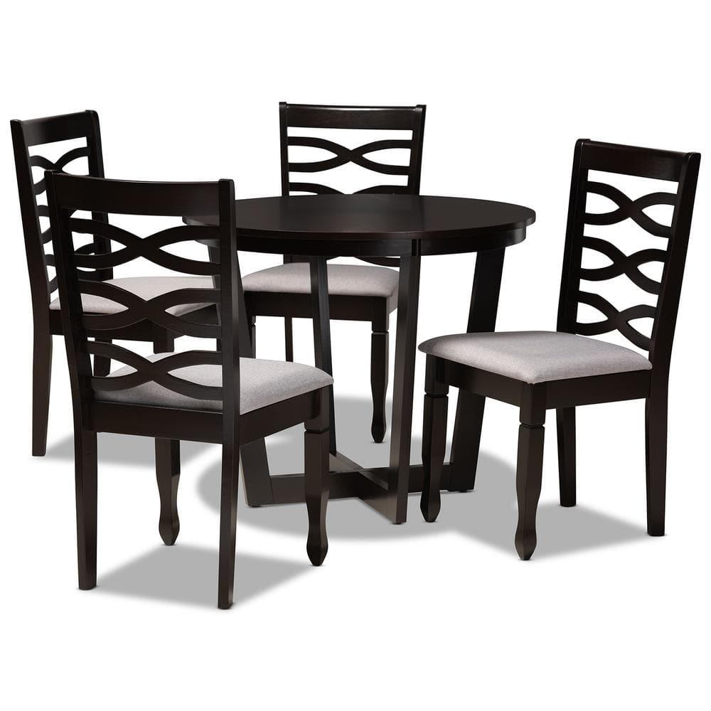 Leda 5-Piece Grey and Dark Brown Dining Set