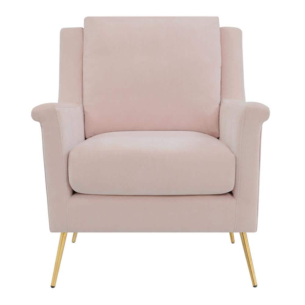 Luxurious Mid-Century Blush Accent Chair with Gold Legs