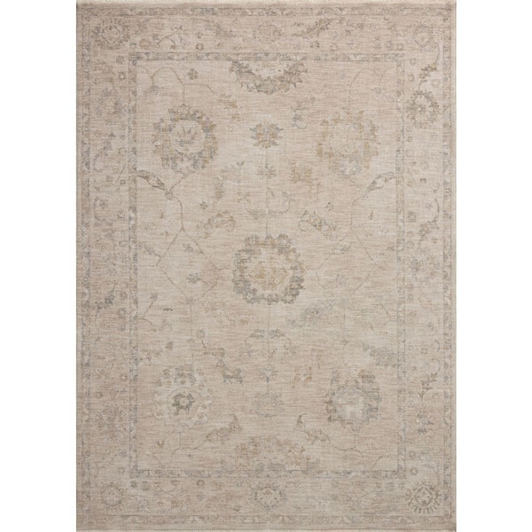 Chris Love Julia Louisa Oatmeal / Slate 2 ft. 7 in. x 14 ft. Traditional Runner Rug