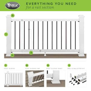 Enhance 6 ft. x 36 in. Classic White Composite Rail and Round Aluminum Baluster Kit-Horizontal