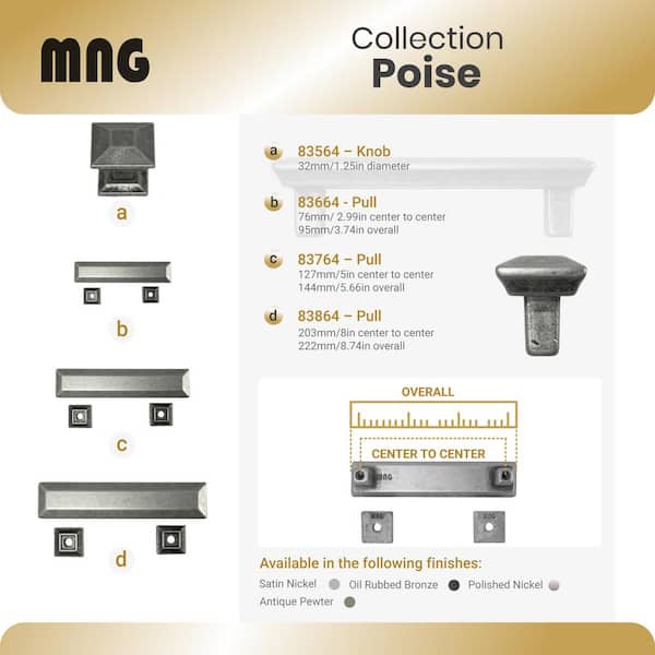 5 in. Center-to-Center Satin Nickel Poise Pull with Back Plate 5 in. Center-to-Center Satin Nickel Poise Pull with Back Plate