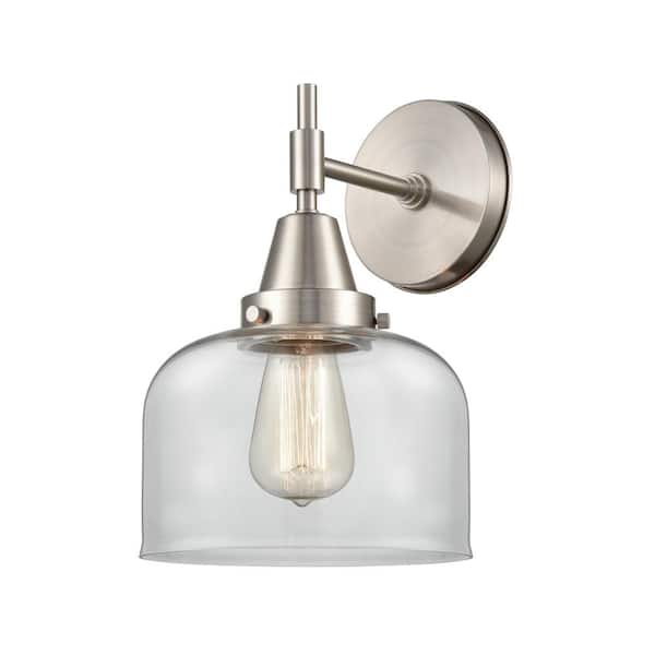 Innovations Caden 1-Light Satin Nickel, Clear Wall Sconce with Clear Glass Shade