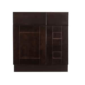 Anchester Assembled 30 in. x 21 in. x 32.5 in. Vanity Sink Base Cabinet with 1 Door 2 Right Drawers in Dark Espresso