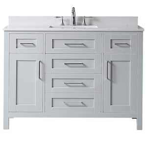Riverdale 48 in. W x 21 in. D x 34 in. H Single Sink Bath Vanity in Dove Gray with White Engineered Marble Top
