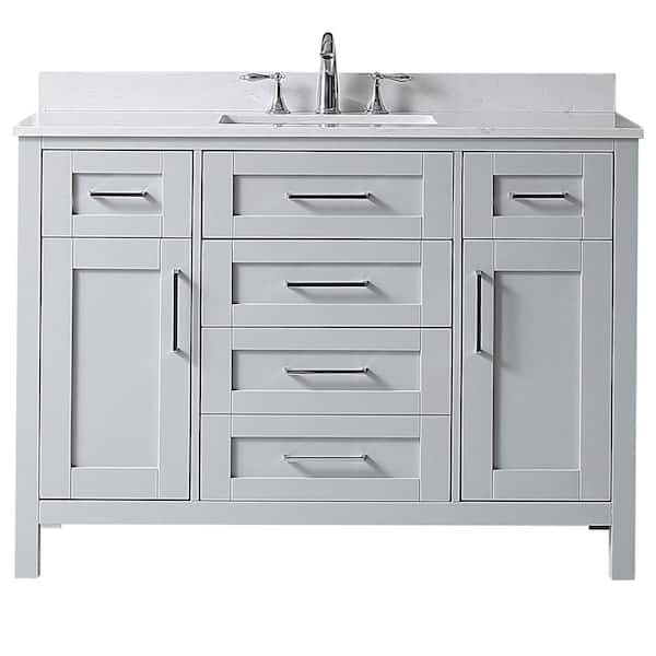 Riverdale 48 in. Single Sink Dove Gray Bath Vanity with White Engineered Marble Top (Assembled)