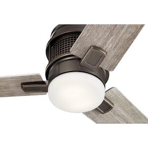 Chiara 52 in. Integrated LED Indoor Olde Bronze Flush Mount Ceiling Fan with Light Kit and Wall Control