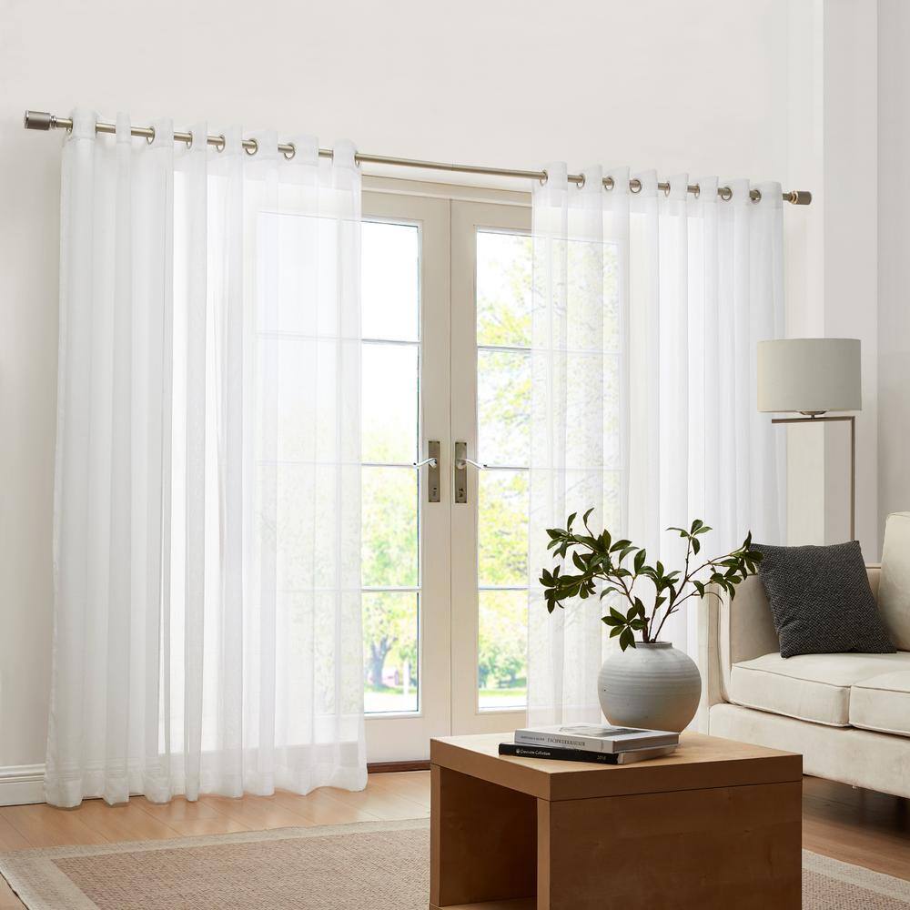 White Sheer Extra Wide Polyester Grommet Window Panel