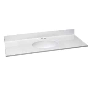 49 in. W x 19 in. D Cultured Marble Vanity Top in Solid White with Solid White Basin with 4 in. Faucet Spread