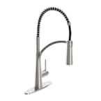 Brenner Commercial Style Single-Handle Pull-Down Sprayer Kitchen Faucet in Stainless Finish