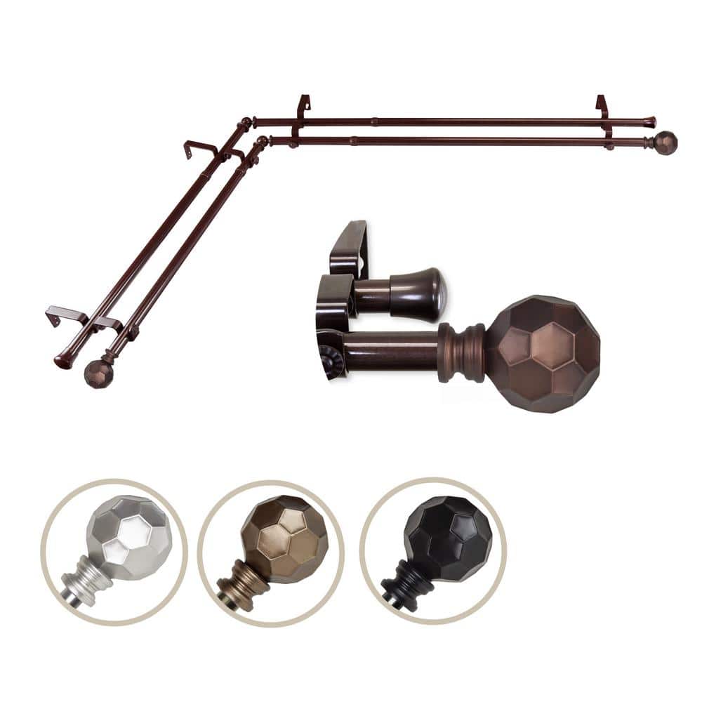 "13/16"" Dia Adjustable Corner Window Double Curtain Rod 48 to 84"" (each side) in Cocoal with Elliana Finials" price history on PriceWatchPro