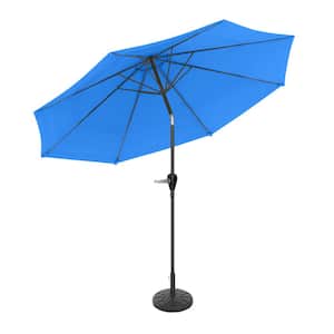 10 ft. Market Patio Umbrella with Base in Brilliant Blue