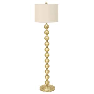 58.75 in. Stacked Ball Brass Floor Lamp with Shade