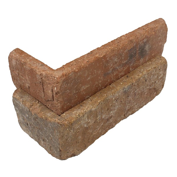 Old Mill Brick Dixie Clay Thin Brick Singles - Corners (Box of 25) - 7.625 in x 2.25 in (5.5 linear ft)