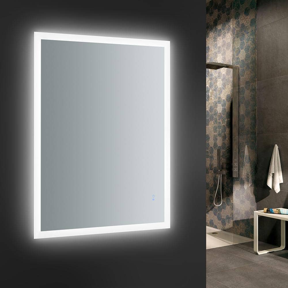 Sleek 48"x36" Frameless Bathroom Vanity Mirror with LED Halo & Fog-Free Technology